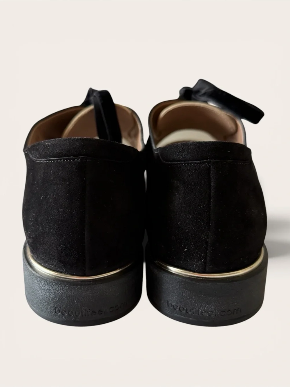 BeautiFeel Black Patent Cream Leather Spectator Lace Up Oxford Flats⁠